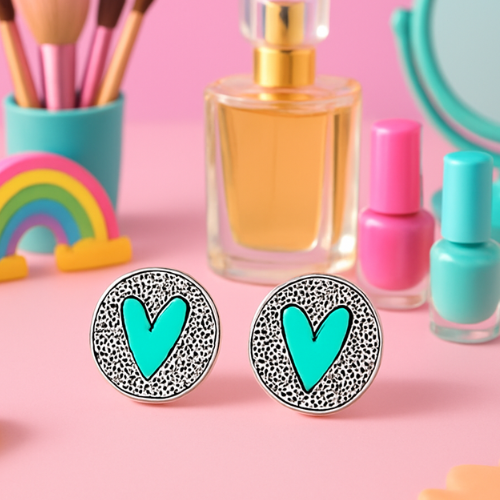 ARETES  HEART DESIGN LEOPARD PRINT