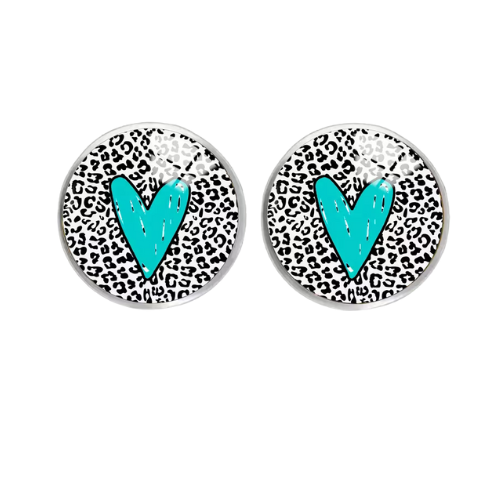 ARETES  HEART DESIGN LEOPARD PRINT