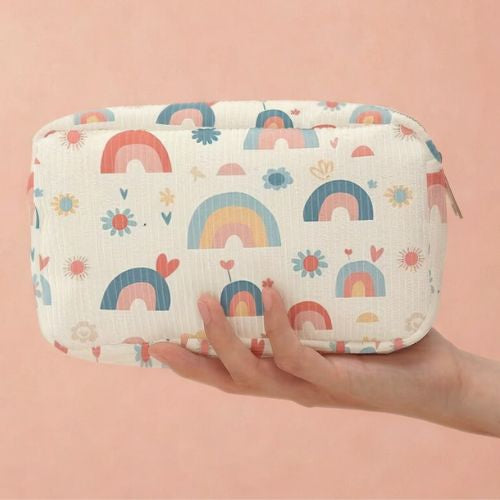 ESTUCHE ARCOIRIS Y FLORES COSMÉTICOS