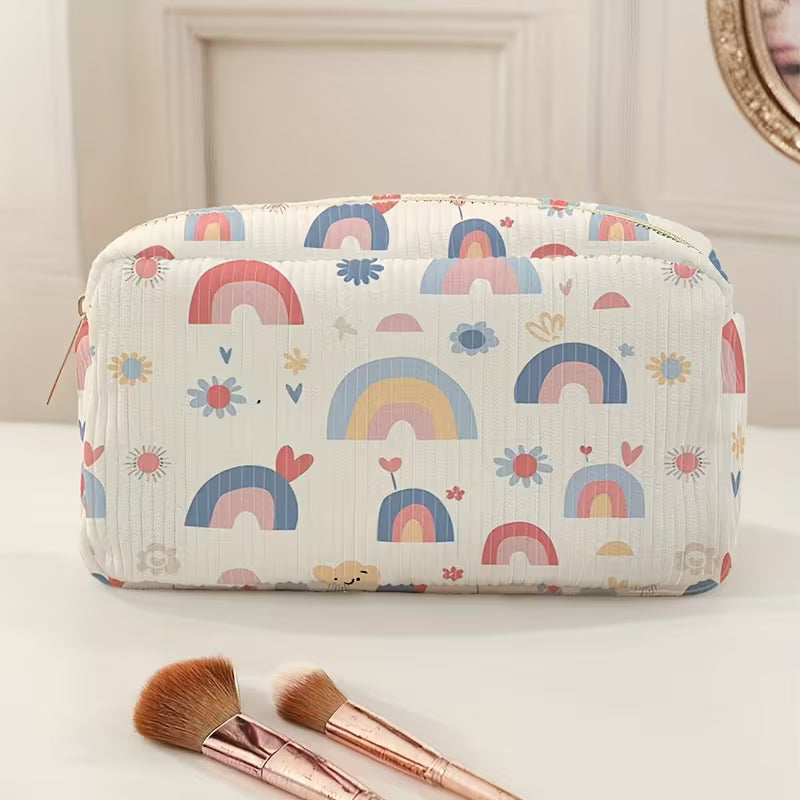 ESTUCHE ARCOIRIS Y FLORES COSMÉTICOS