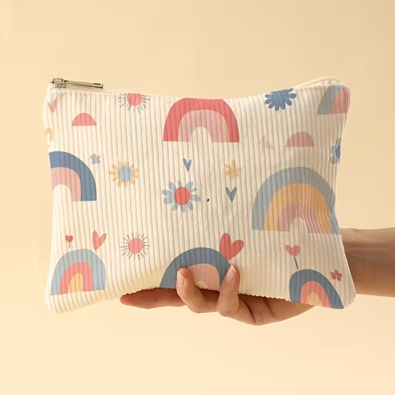 ESTUCHE ARCOIRIS Y FLORES COSMÉTICOS