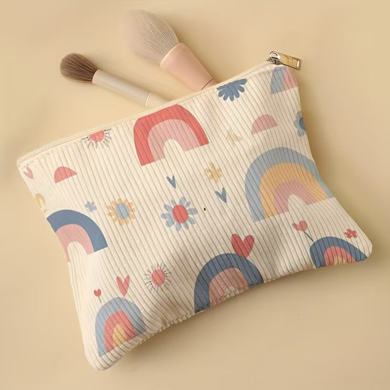 ESTUCHE ARCOIRIS Y FLORES COSMÉTICOS