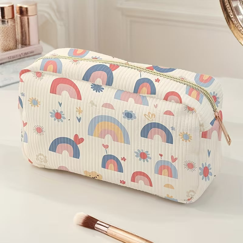 ESTUCHE ARCOIRIS Y FLORES COSMÉTICOS