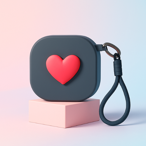 ESTUCHE DE SILICONA HEART DESIGN CON LAZO