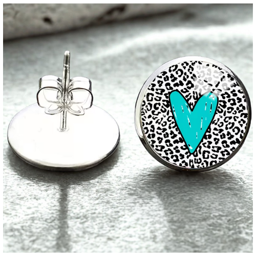 ARETES  HEART DESIGN LEOPARD PRINT
